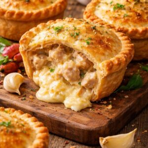 Cheesy Garlic Creamy Chicken Pie
